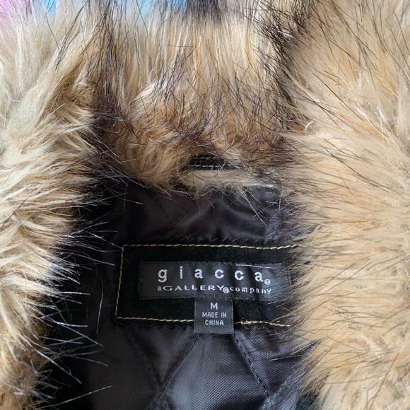 Giacca Black Jacket with Cream Faux Fur Trim - Picture 6 of 9